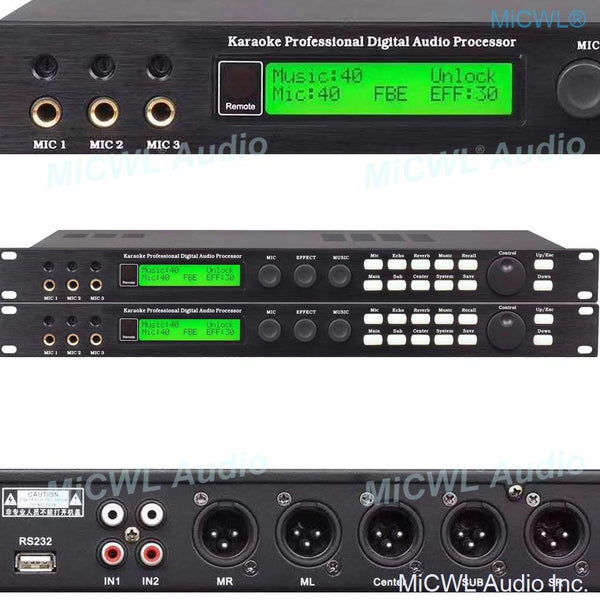3 Channel Microphone input Karaoke Professional Digital Effects Audio Processor Controller Equipment with USB to PC Software