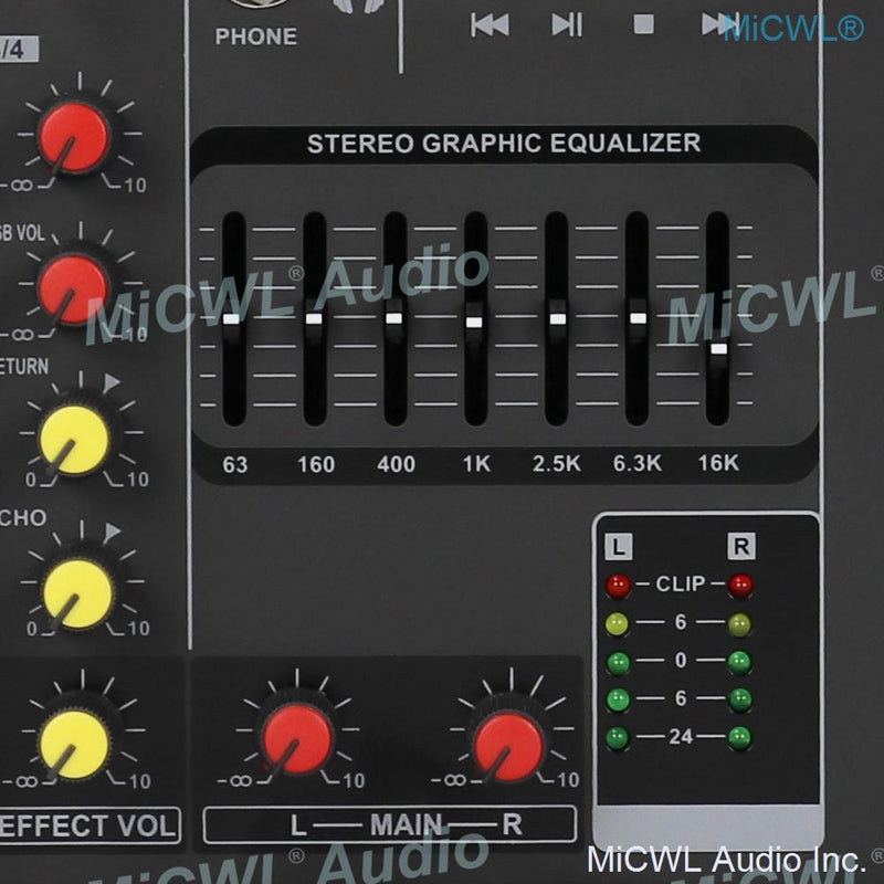 Portable Mini 6 Channel 400W Amplifier Power Mixer Bluetooth Mixing Console Karaoke Music Live Mixer 2 Channel AMP - MiCWL Audio Inc