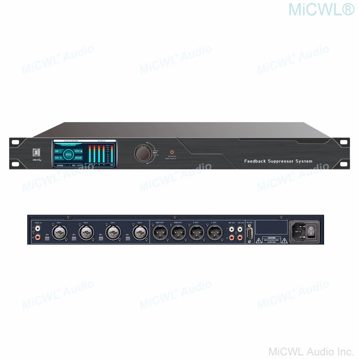 RX-2400 Digital Feedback Suppressor Reduction Mixer Frequency Shift Device Anti-noise Processor Audio Equalizer with PC Software - MiCWL Audio Inc